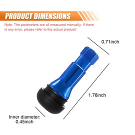 GAOLAOSY 5PCS TR413 AC Chrome Rubber Snap-in Car Tire Valve Stems, Tubeless Tire Valve Stems Replacement with Sleeve Cover, Universal Vehicle Accessories for 11.5mm 0.453'' Rim Hole (Blue)
