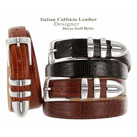 BS8216 Genuine Full-Grain Cowhide Leather Designer Golf Dress Belt 1-1/8"(30mm) Wide, Style A- Alligator Black, 32
