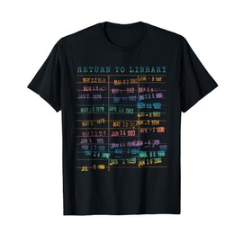 Library Card Vintage Book Due Date Bookish Rainbow Reading T-Shirt