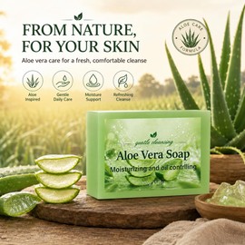 4-in-1 Aloe Vera Soap - Natural Soap Bar for Face, Body, Hands, and Hair - Handmade Moisturising Soap Bar for Sensitive Skin - Gentle Cleansing Soap Bar for Oil & Dryness - Vegan & Cruelty-Free