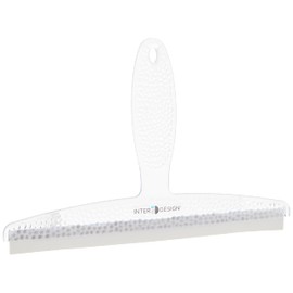 iDesign Shower Squeegee with Strong Suction Cup, Small Plastic Window Squeegee for Shower and Cleaning, Practical Shower Screen Wiper with Wide Rubber Lip, Clear