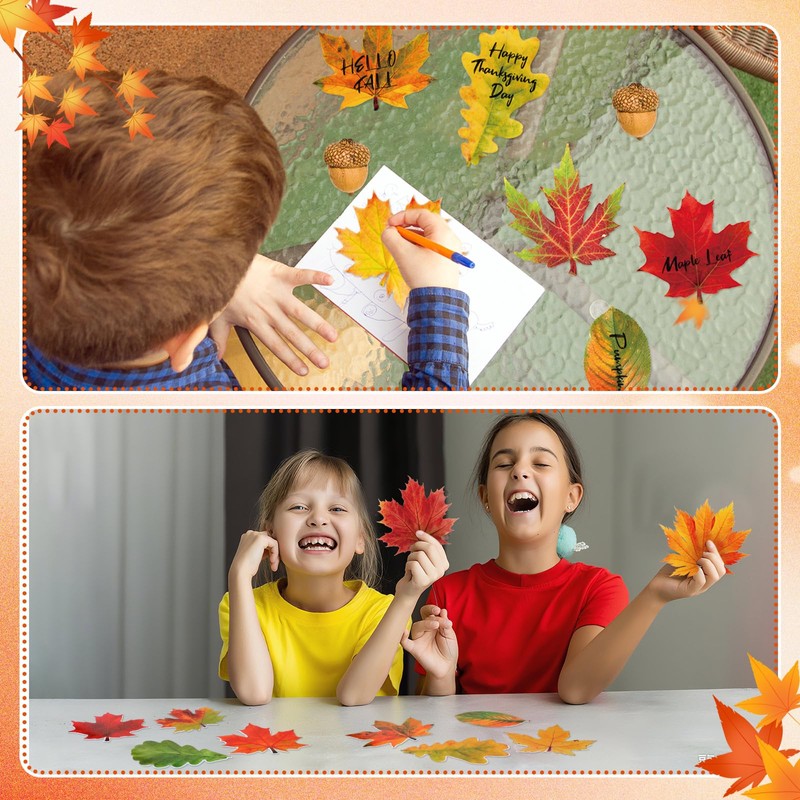 Harloon 60 Pcs Fall Leaves Cutouts Autumn Leaves Bulletin Board