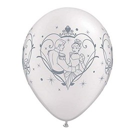 Qualatex Latex Balloons 99292-Q Cinderella & Prince Charming, 11", White