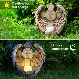 Candieslife 12" Solar Angel Wing Cross Garden Lights, Waterproof Memorial Grave Decorations Sympathy Gifts for Cemetery Outdoors Lawn Yard Home Patio Decor