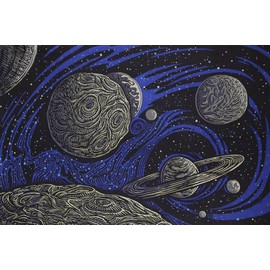 Sunshine Joy 3D Galactic Outer Space Planetary Psych Art Tapestry Wall Hanging Huge 60x90 Inches