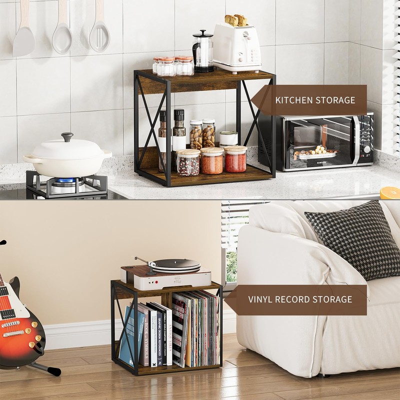 VYUOL Vinyl Record Storage,Vinyl Record Holder Up to 80-100 Albums,4-Compartment