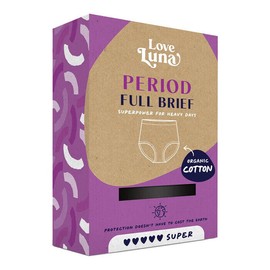 Love Luna Super Period Full Brief, Black / 12/14