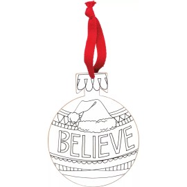PBK NEW!~Wood Bulb Shaped "Believe" Santa Hat Ball Ornament~Chris