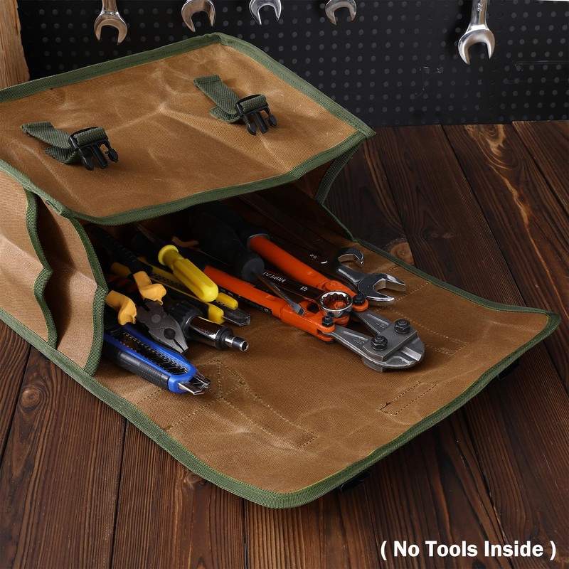 Tool Bag, Heavy Duty 16oz Waxed Canvas Tool Carrier, Multi-Purpose
