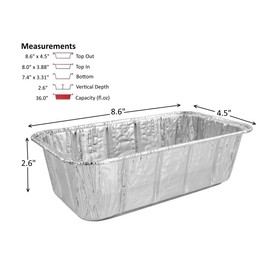 Pactogo 2 lb. Disposable Aluminum Foil Loaf Bread Baking Pan 8.6" x 4.5" x 2.6" - Heavy Duty Made in USA (Pack of 10)
