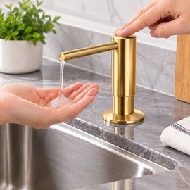 Brass Liquid Soap Dispenser for Kitchen Sink & Bathroom – Elegant Metal Pump Design with 100cm Extension Tube for Easy Installation