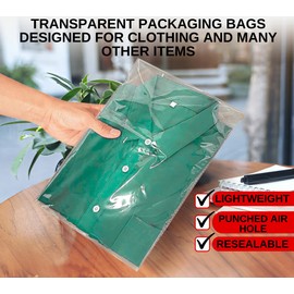 Directline Supplies - 100 Clear Self Seal Garments Bags 6.5”x 9” - Transparent Poly Packaging Bags for Clothing with Air Holes & Safety Warning