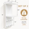 2 Tier White Floating Vanity Wall Shelf with 8 Crystal