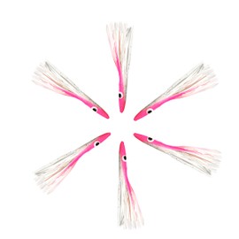 6" Pink/White Tuna Clone Lures Un-Rigged 6 pcs | Saltwater Fishing Lures for Multiple Species