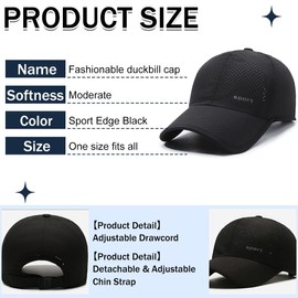 DOKRIN Baseball Caps for Men, Breathable, Quick-Drying Men's Baseball Cap for Outdoor Sports with Sun Protection and Casual Mountaineering (Black)