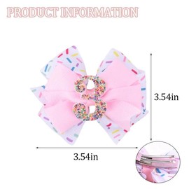 Ice Cream Birthday Hair Bow Clips Sprinkle 3rd Birthday Girl Hair Bows for Happy Bday Party Favors Glitter Bows Side Clip for 3 Years Old Girls Kids