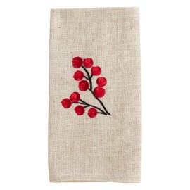 SARO LIFESTYLE Red Collection Embroidered Berry Design Placemat and Napkin Set 8pcs, Natural