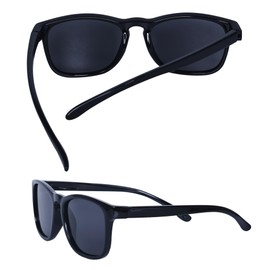Polarised Sunglasses for Children Boys and Girls (3-12 Years) + Glasses Holder + Sunglasses Bag, black