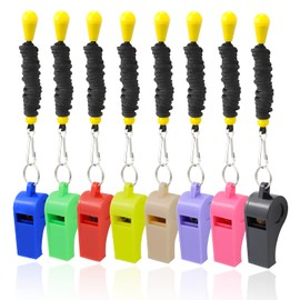 AMBITIONJUMP Whistle, 8 Pack Plastic Whistles for Coahes, Loud Crisp Sound Sports Whistle Whistle, Ideal for Coach, Referee, Teachers, Lifeguard, School, Soccer, Emergency(Multicolor)