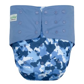 EcoAble Adult Cloth Diaper Cover 2.0, Reusable Incontinence Briefs | Waterproof Protective Underwear for Special Needs Teens, Men and Women (Medium, Blue Camo)
