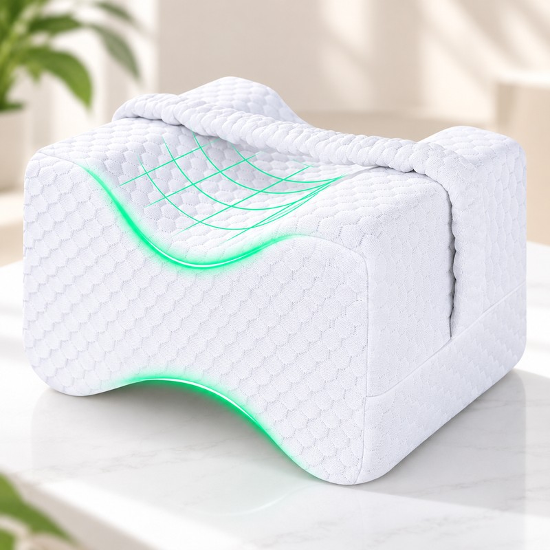 Memory Foam Knee Pillow for Side Sleepers – Adjustable Strap