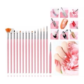 Nail Art Kit 15 Pinceles De Uñas Para Decoración Mano Alzada
