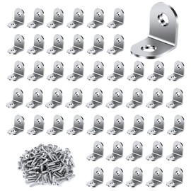 VFANDV Angle Connectors Pack of 50, 20 x 20 mm Metal Angle 90 Degree with 100 Screws Stainless Steel Angle L Brackets Screw for Mounting Angle Bracket Furniture Table Chair Bookshelf