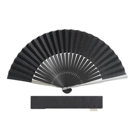 HOSEKKEN [Luxury Folding Fan Brand Combines Traditional Craftsmanship and Modern Sensibility] Men's Gentleman [Aluminum Checkered, Black/Navy] Japanese Accessories, Japanese Pattern, Durable, Stylish,