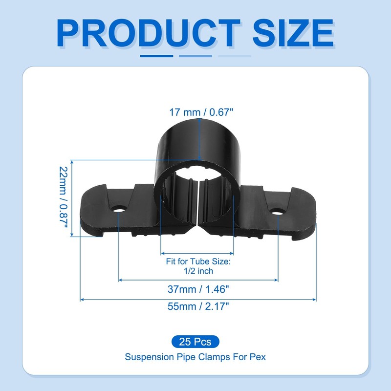 PATIKIL Suspension Pipe Clamps 1/2 Inch, 25 Pack Standard Tubing