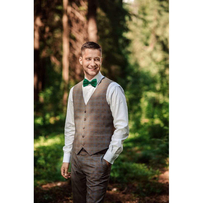 Alizeal Mens Solid Mini Squares Formal Banded Bow Ties (Dark