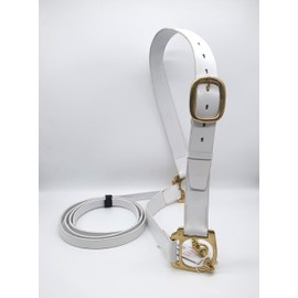 Leather Adjustable Horse show Halter White with Chain lead X-Full, Full, Cob, Pony, Shetland, Mini Shetland (COB)