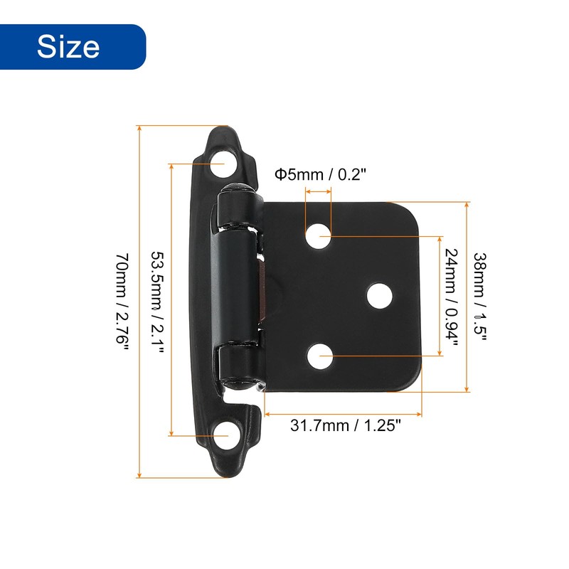 sourcing map Cabinet Kitchen Inset Hinges, 2Pcs 1/2" Overlay Semi-Concealed