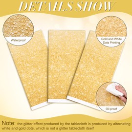 Oudain 24 Pack Ombre Plastic Tablecloth for Parties 54 x 108 Inch Gradient Tablecloths Disposable Waterproof Sprinkle Table Covers for Wedding Birthday Party Decorations (Gold)