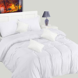 Wear & Snug Duvet Cover Sets Single 100% Egyptian Cotton Plain Dyed Duvet Quilt Cover With Pillowcases 200 Thread Count Super Soft Half Bedding Set (White)