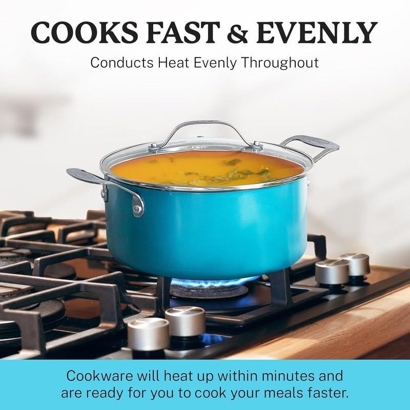 Gotham Steel Aqua Blue Pots and Pans Set, 12 Piece
