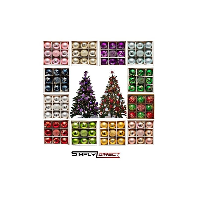 9pc Luxury Premium Baubles, Christmas Tree Bauble Decorations Matte, Glitter,