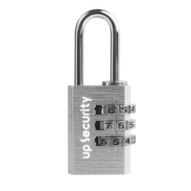 UP Security Small Combination Padlock, Travel Lock for Luggage, Suitcases, Backpacks and Outdoor Use, Combo Zipper Lock with Code (Silver, Edge-Square)