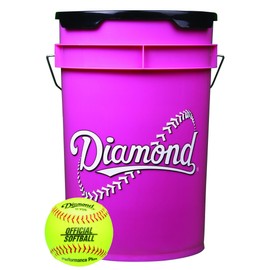 Diamond 6-Gallon Pink Ball Bucket with 18 11YOS 11-inch Yellow Softballs