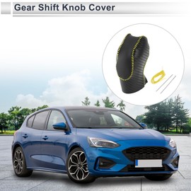 RATCHROLL Gear Shift Knob Cover for Ford Focus 2012-2018 Anti-Slip Stick Shifting Handle Protector Faux Leather 1 Pc Black Carbon Fiber Yellow
