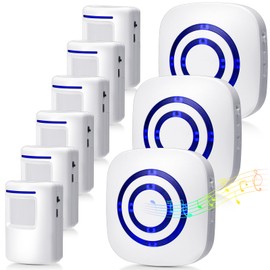 Mimorou Motion Sensor Alarm Wireless Driveway Alarm Indoor Home Motion Detector Long Range Security Alert Monitor System with 6 Sensor and 3 Receiver, 38 Chime Tunes and LED Indicators