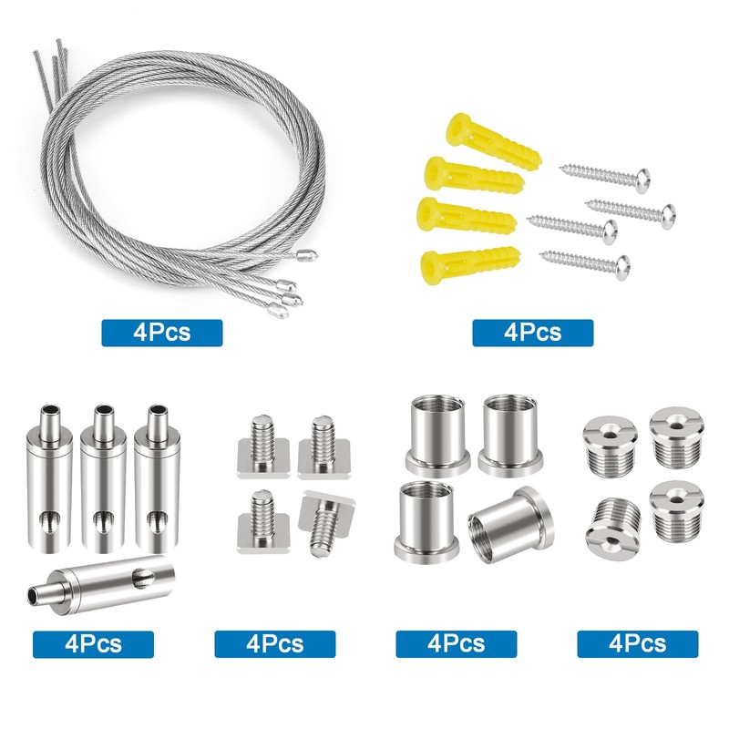 Teemyaa Ceiling Hanging Wire Cable Kit, 4 Sets Wire Cable