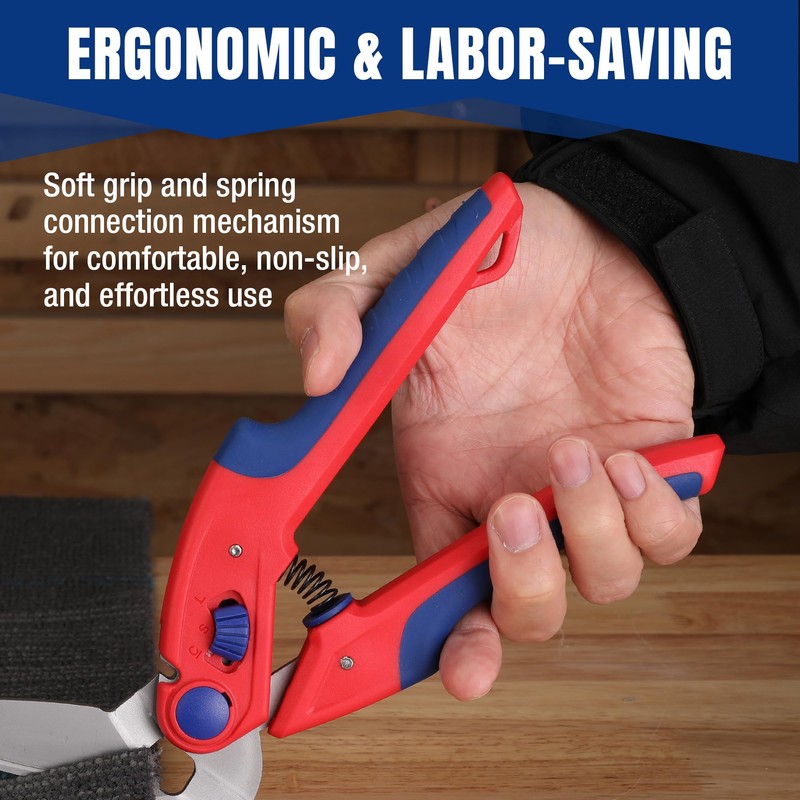 WORKPRO 250mm Heavy Duty Scissors, Multi-Purpose Angled Scissors, Serrated Blade