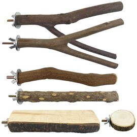 6-Pack Natural Wood Bird Perch Branches, Parrot Perch Toys, Cage Stands for Pet Birds, Bird Cage Accessories for Budgies, Cockatiels, Lovebirds, Finches and Other Small to Medium Birds