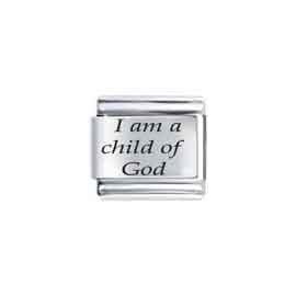 Clearly Charming I Am A Child of God Laser Italian Charm Bracelet Link