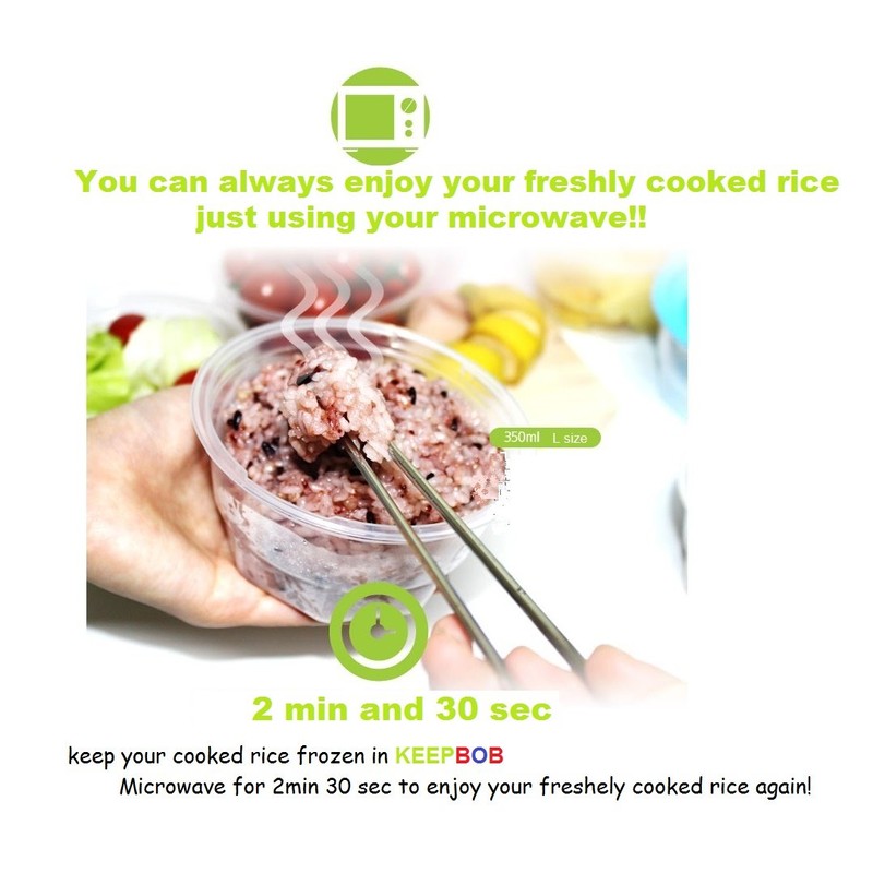 KEEPBOB 8 Piece Rice and food saving container/microwave safe/freezer safe/BPA