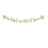 What Will It Bee Banner, Gold Glitter Paper Sign For