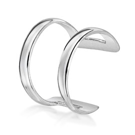 Amberta Unisex 925 Sterling Silver Cuff Earring: Double Row Cartilage Clip