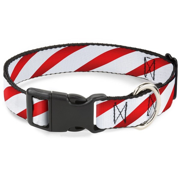 Buckle-Down PC-W30334-WL Candy Cane Plastic Clip Collar, Wide Large/18-32"
