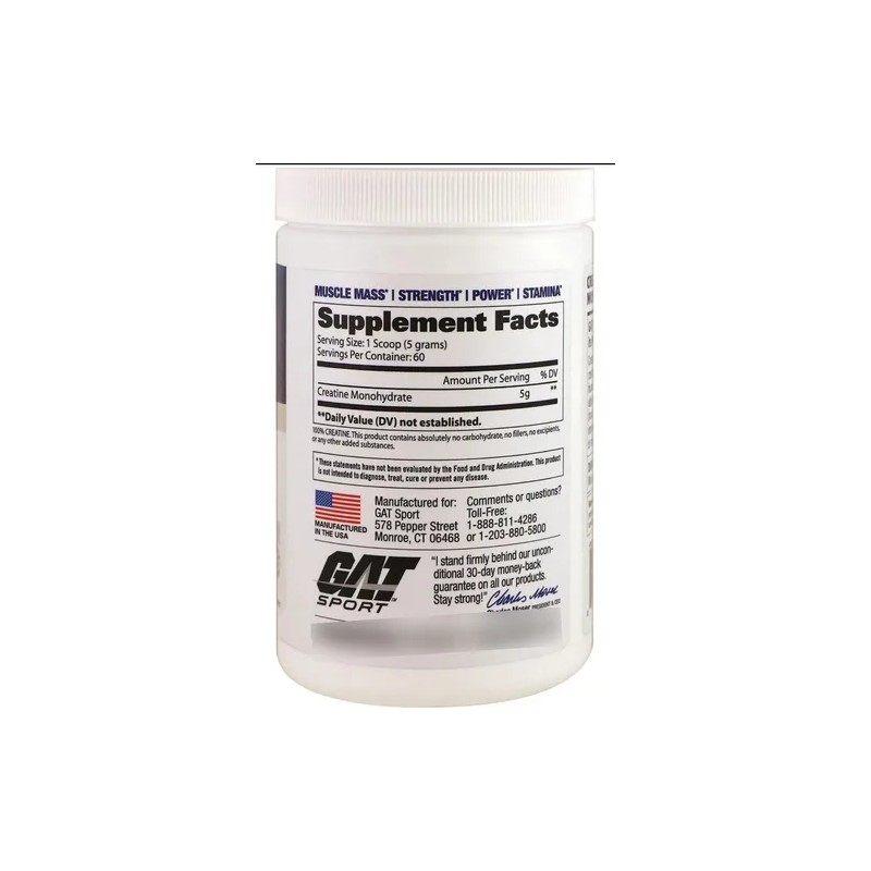 Gat Creatina En Polvo 60 Servicios - Sin Sabor Unflavored