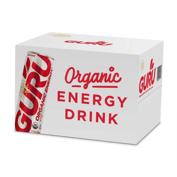 GURU Lite Organic Low Sugar Energy Drink with Green Tea, 12 Ounce (Pack of 12), Packaging May Vary